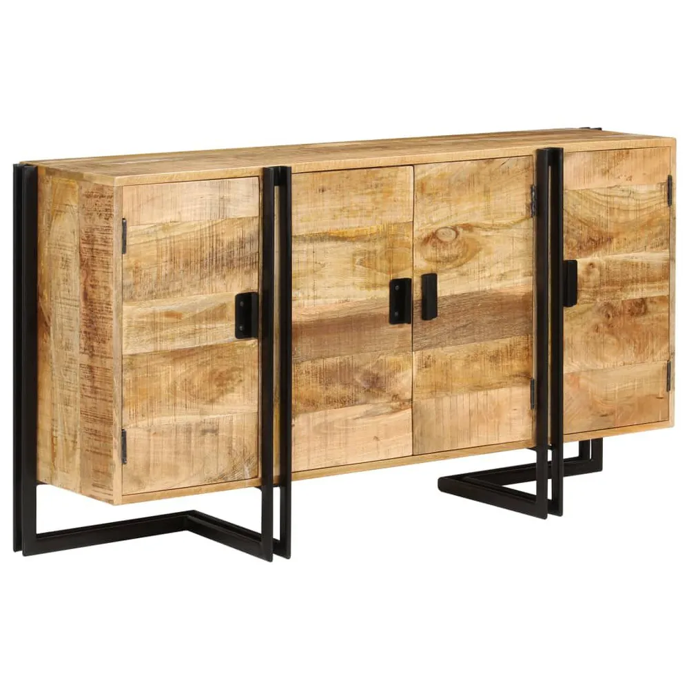 Credenza Legno Massello di Mango 150x40x80 cm con Piano Marmo Sintetico