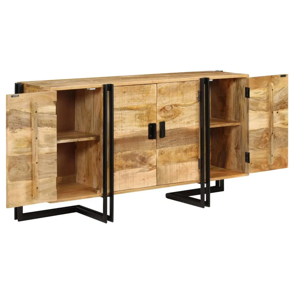 Credenza Legno Massello di Mango 150x40x80 cm con Piano Marmo Sintetico