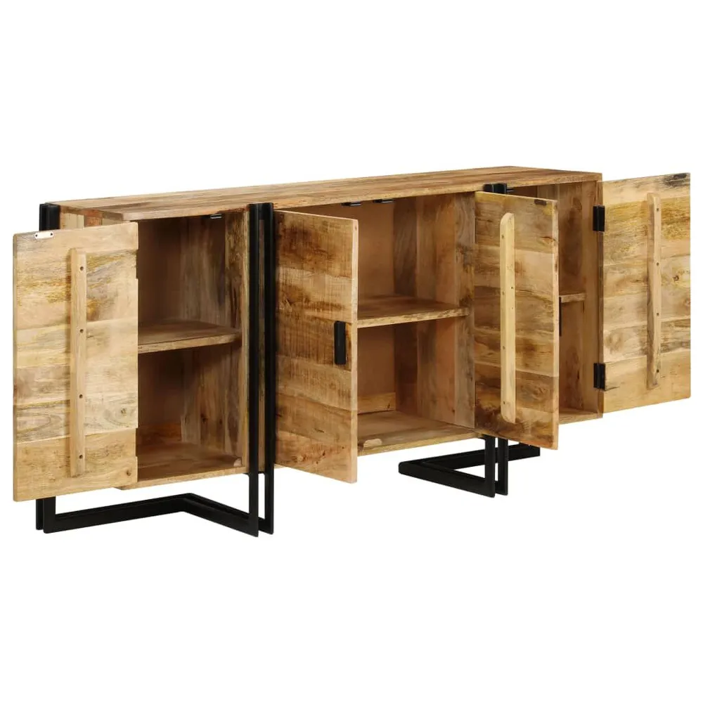 Credenza Legno Massello di Mango 150x40x80 cm con Piano Marmo Sintetico