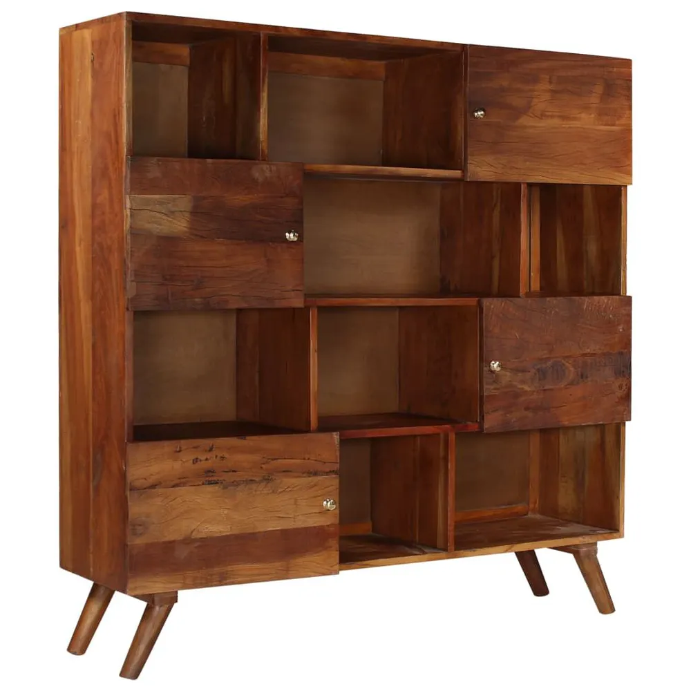 Credenza Legno Massello di Recupero 150x40x152 cm con Cassetti Soft-Close