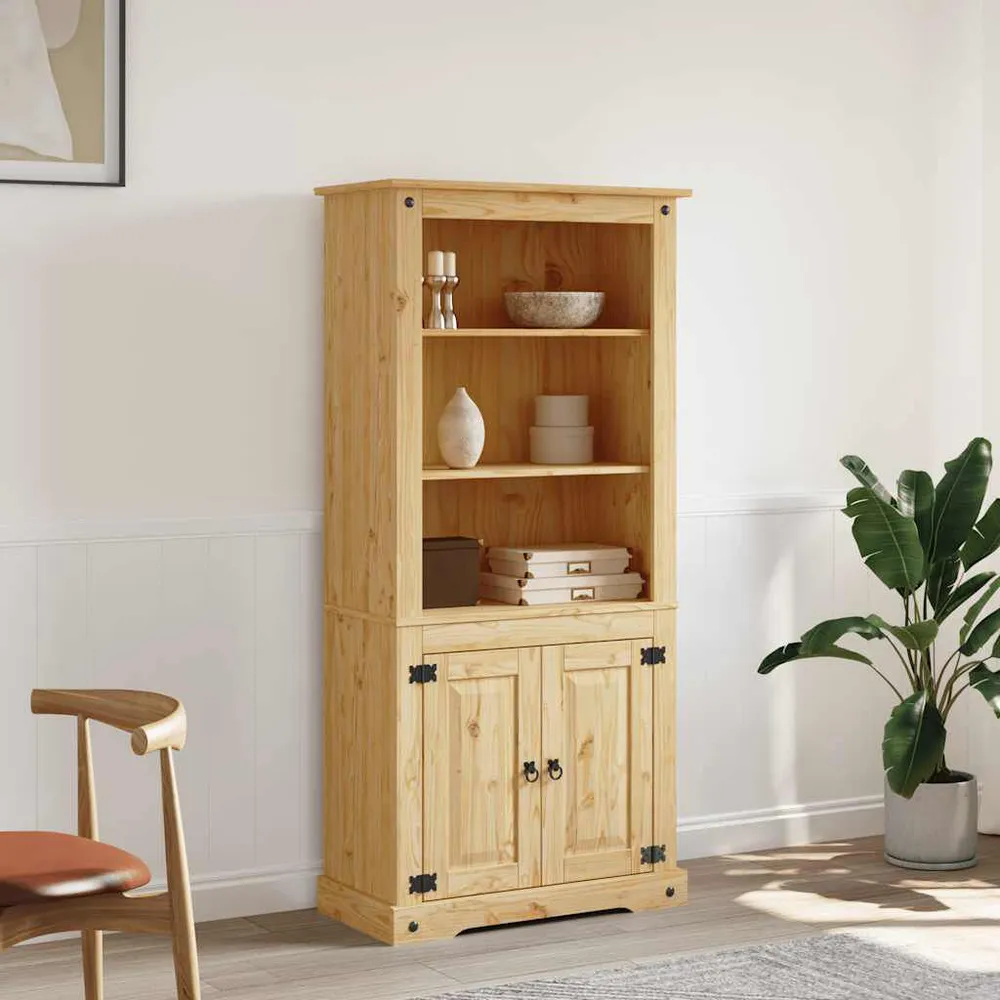 Credenza Legno di Pino Messicano Corona Range 80x40x170 cm con Cassetti Soft-Close
