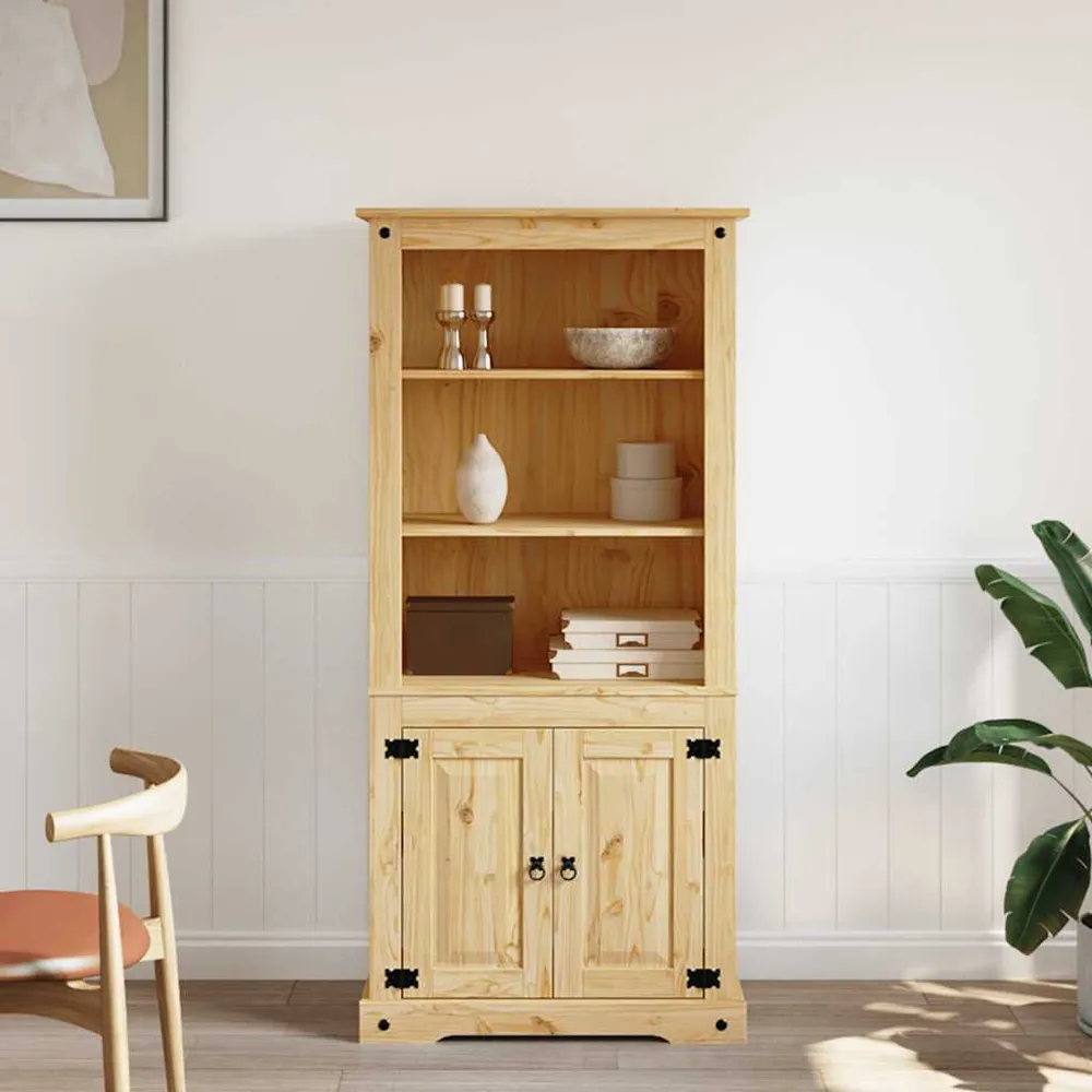 Credenza Legno di Pino Messicano Corona Range 80x40x170 cm con Cassetti Soft-Close