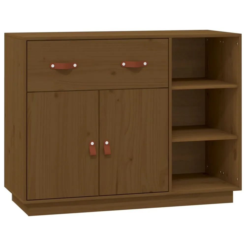 Credenza Marrone Ambra 98,5x40x75 cm Legno Massello di Pino