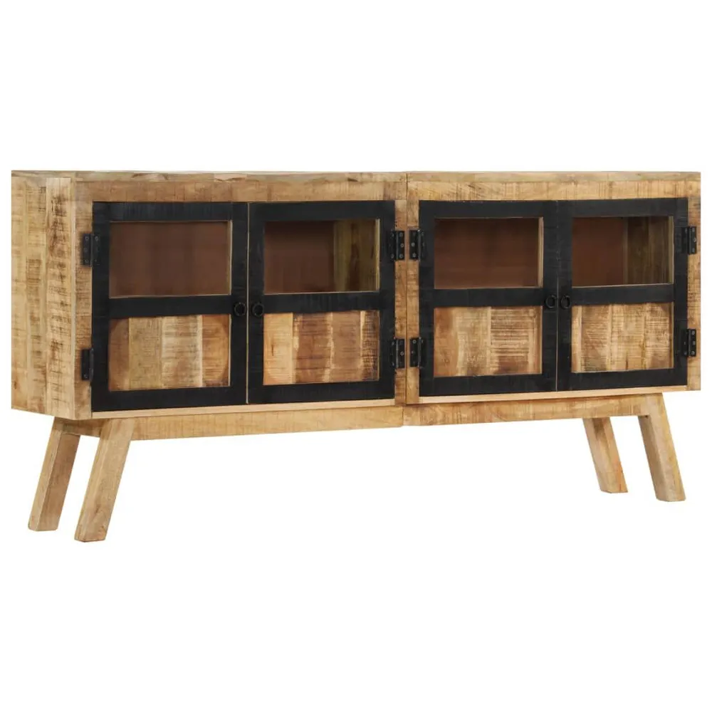 Credenza Marrone e Nera 160x30x76 cm Legno Massello di Mango