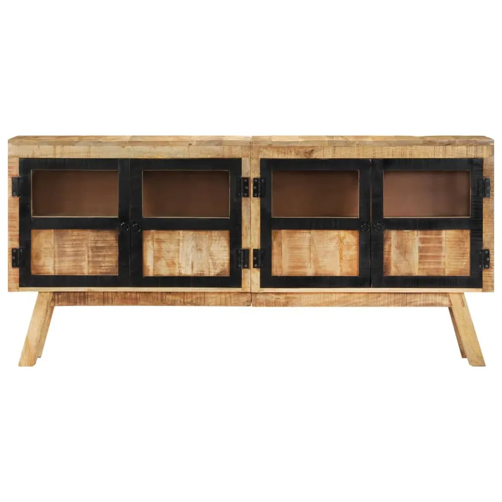 Credenza Marrone e Nera 160x30x76 cm Legno Massello di Mango