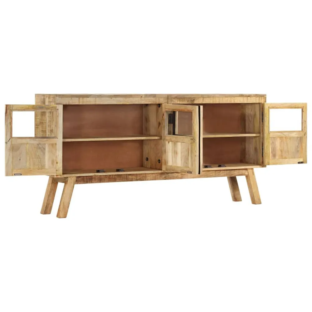 Credenza Marrone e Nera 160x30x76 cm Legno Massello di Mango