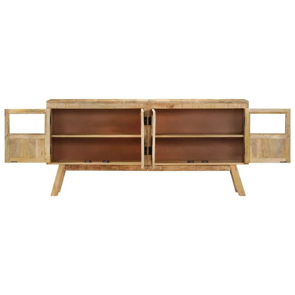 Credenza Marrone e Nera 160x30x76 cm Legno Massello di Mango