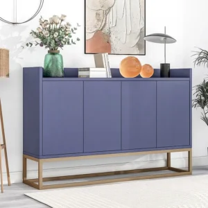 Credenza moderna 120 x 30 x 80 cm - Credenza stile minimalista 4 ante per sala da pranzo, soggiorno, cucina - blu navy Ant...