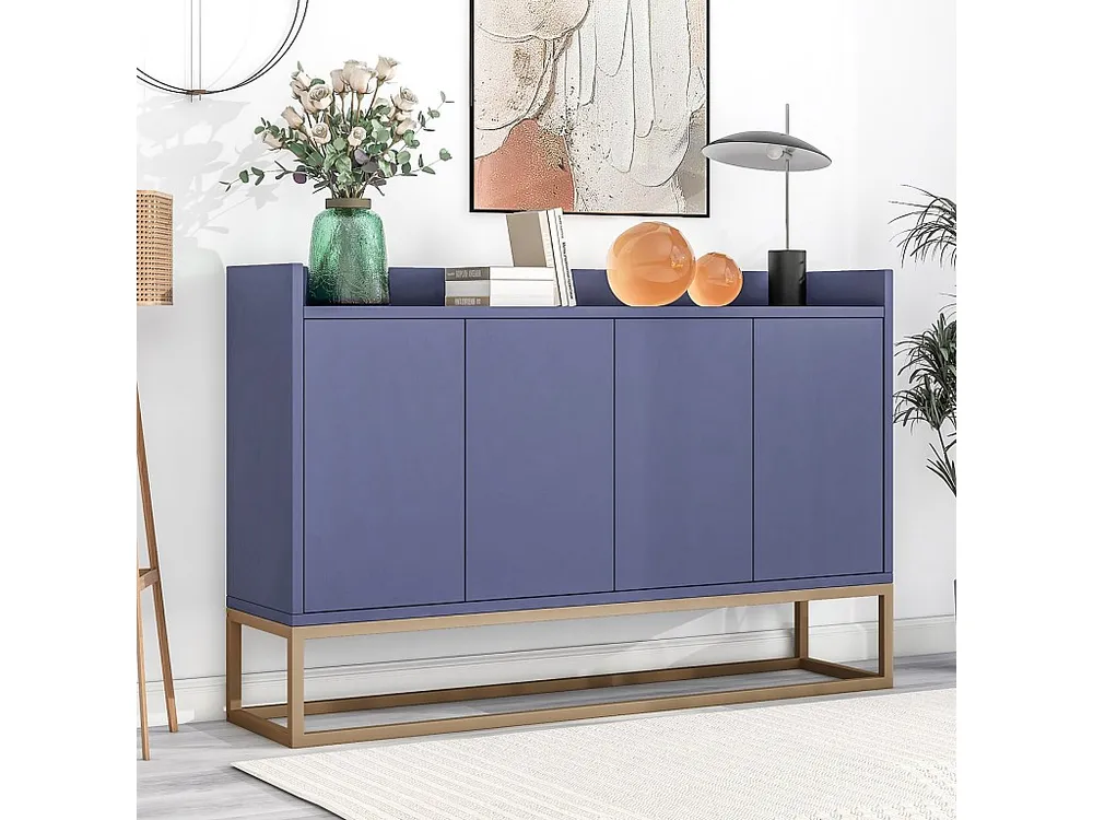 Credenza moderna 120 x 30 x 80 cm - Credenza stile minimalista 4 ante per sala da pranzo, soggiorno, cucina - blu navy Ant...