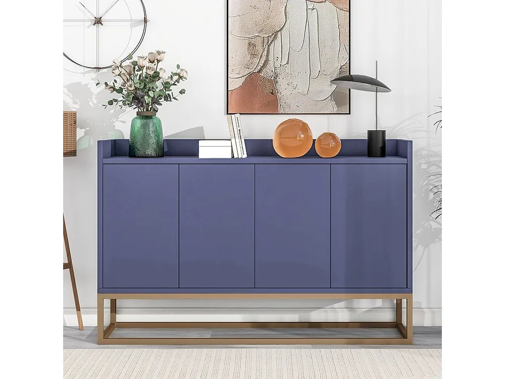 Credenza moderna 120 x 30 x 80 cm - Credenza stile minimalista 4 ante per sala da pranzo, soggiorno, cucina - blu navy Ant...