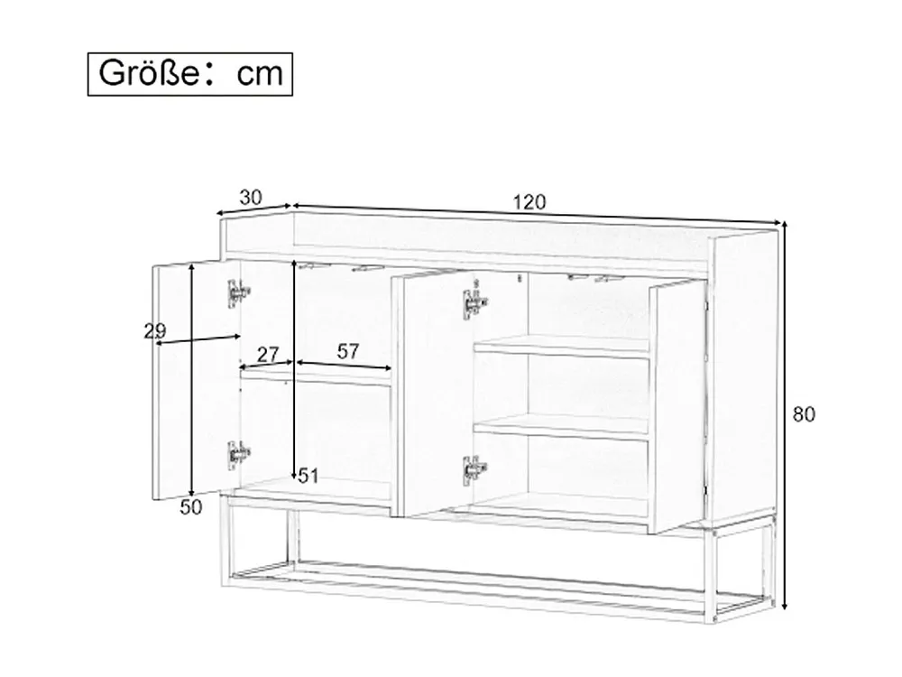 Credenza moderna 120 x 30 x 80 cm - Credenza stile minimalista 4 ante per sala da pranzo, soggiorno, cucina - blu navy Ant...