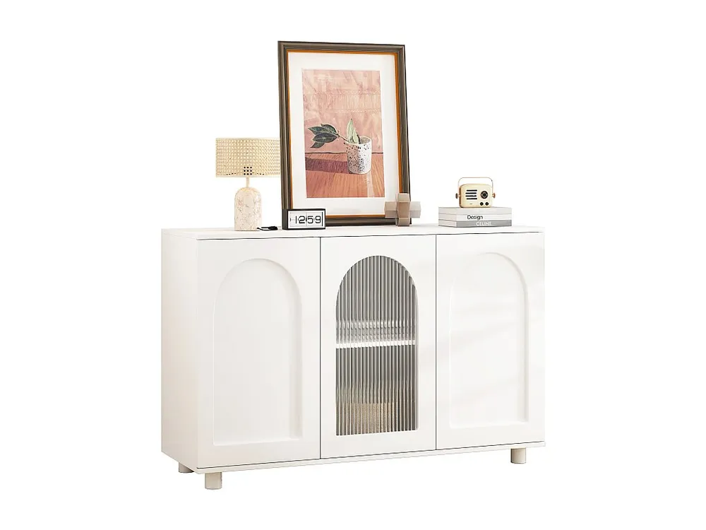 Credenza moderna con 3 ante - 120 x 40 x 78,5 cm - MDF e pannelli di particelle - per soggiorno o cucina - Bianco Set Comp...