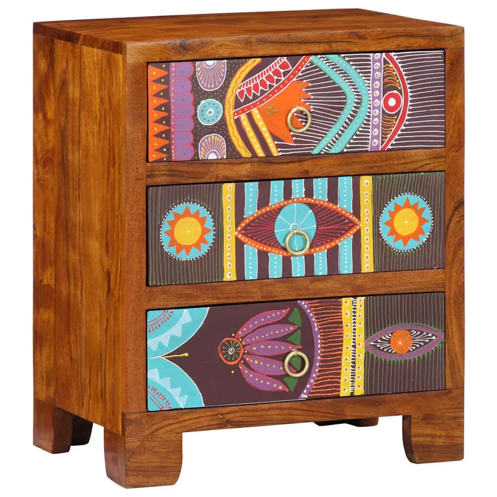 Credenza Multicolore 50x35x60 Legno Massello di Acacia