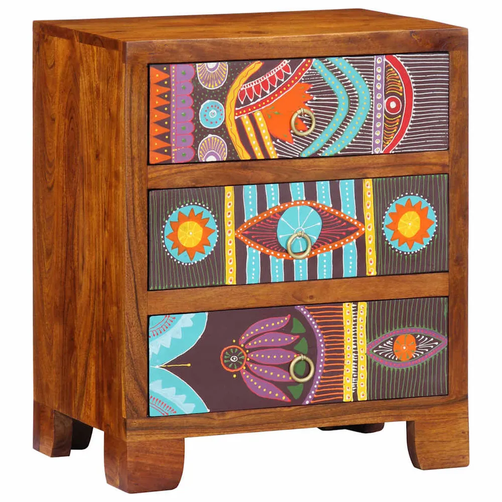 Credenza Multicolore 50x35x60 Legno Massello di Acacia