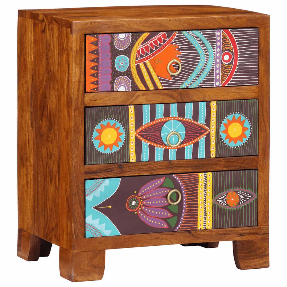 Credenza Multicolore 50x35x60 Legno Massello di Acacia