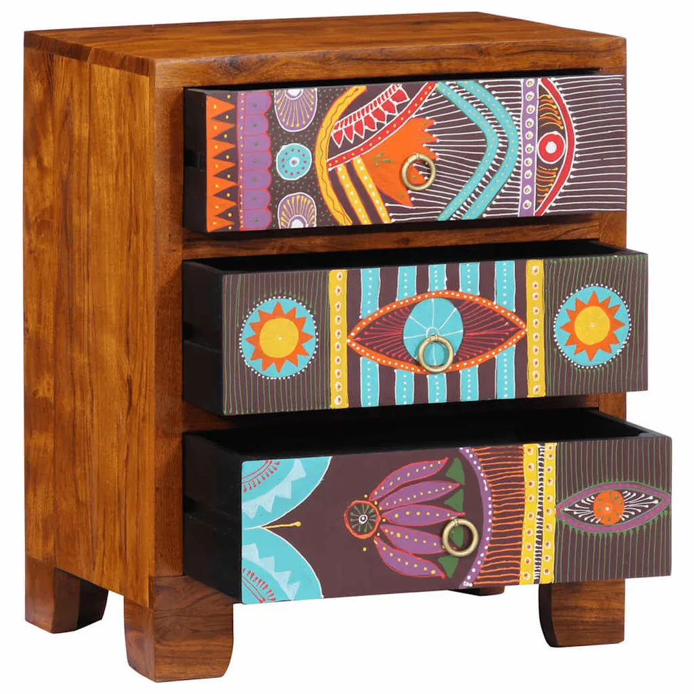 Credenza Multicolore 50x35x60 Legno Massello di Acacia