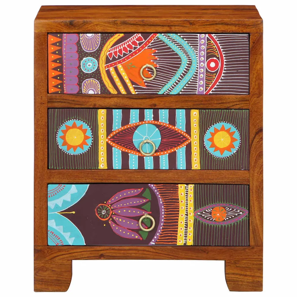 Credenza Multicolore 50x35x60 Legno Massello di Acacia