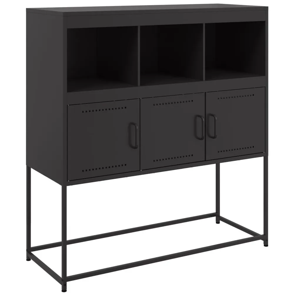 Credenza Nera 100,5x39x107 cm Acciaio Design Industriale