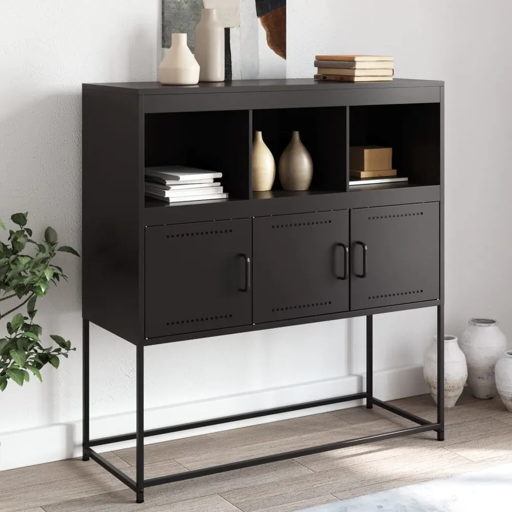 Credenza Nera 100,5x39x107 cm Acciaio Design Industriale