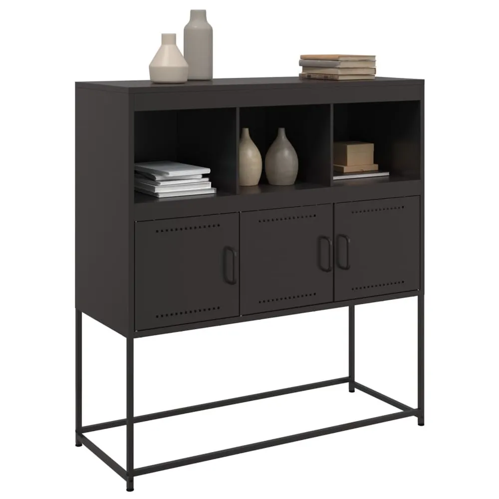 Credenza Nera 100,5x39x107 cm Acciaio Design Industriale