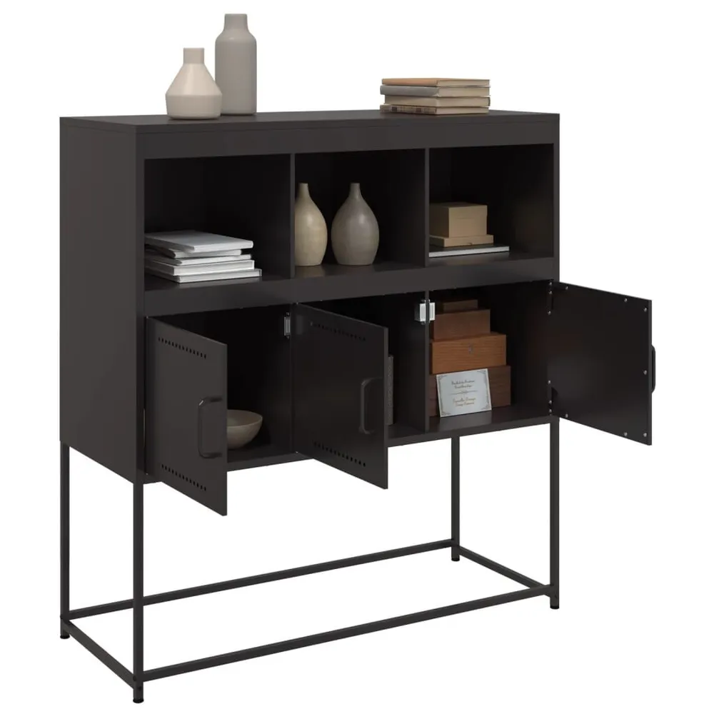 Credenza Nera 100,5x39x107 cm Acciaio Design Industriale