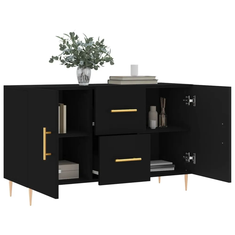 Credenza Nera 100x36x60 cm Legno Multistrato