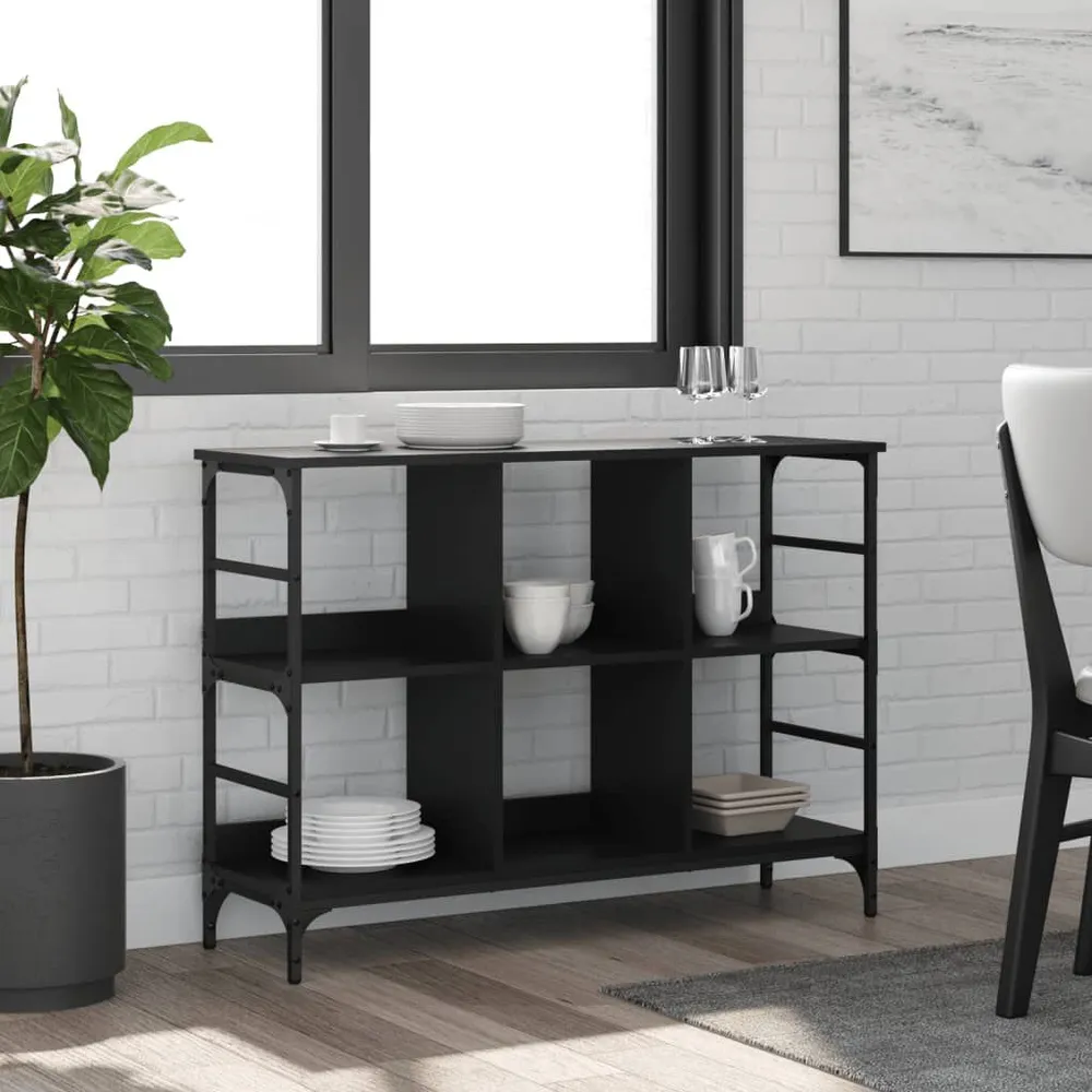 Credenza Nera 102x32x73,5 cm Legno Multistrato
