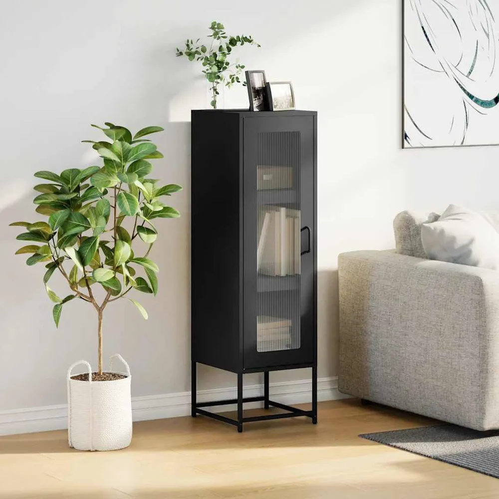 Credenza Nera 36x39x123 cm Acciaio Laminato Polare