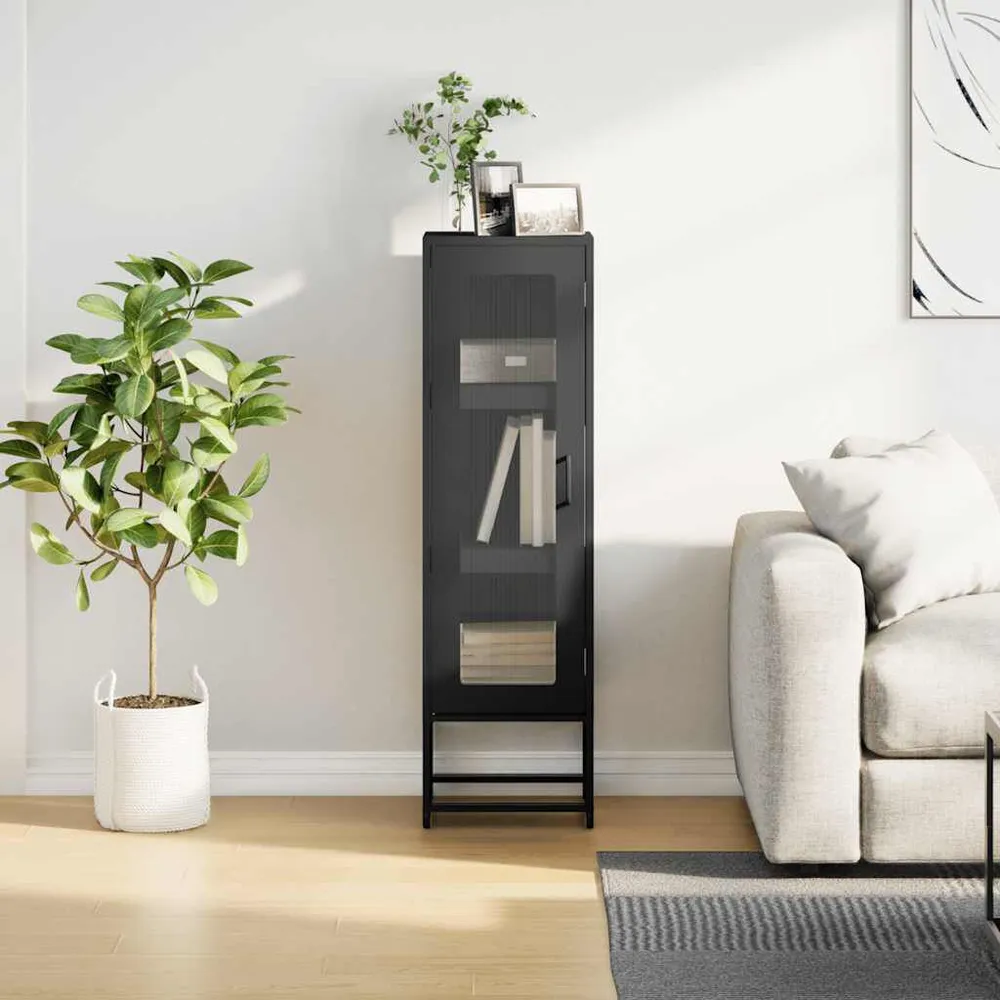 Credenza Nera 36x39x123 cm Acciaio Laminato Polare