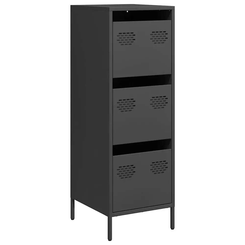 Credenza Nera 39x35x103,5 cm Acciaio Stile Rustico