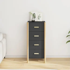 Credenza Nera 42x38x90 cm Legno Multistrato Facile Montaggio