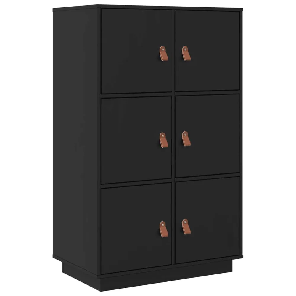 Credenza Nera 67x40x108,5 cm Legno Massello di Pino