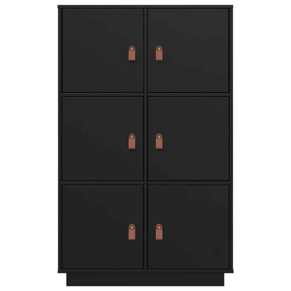 Credenza Nera 67x40x108,5 cm Legno Massello di Pino