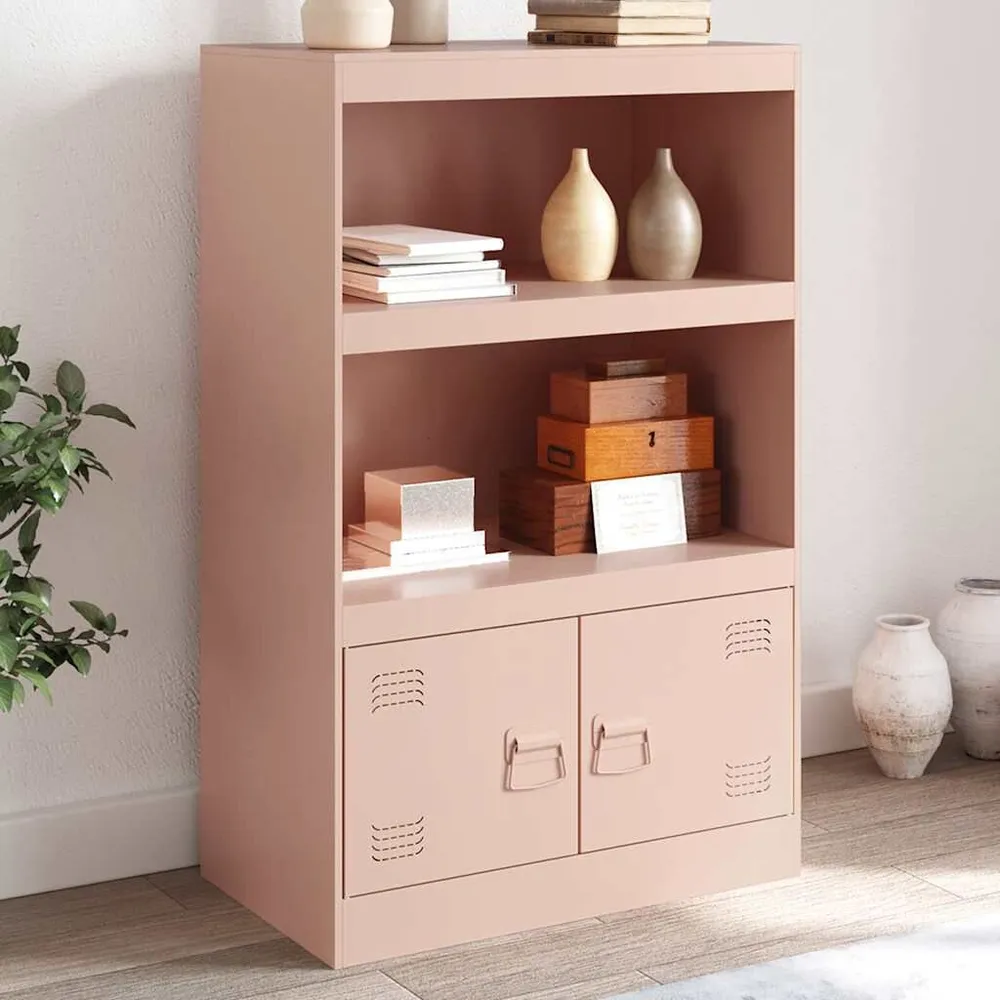 Credenza Rosa 67x39x107 cm Acciaio | Resistente all'Umidità e ai Graffi