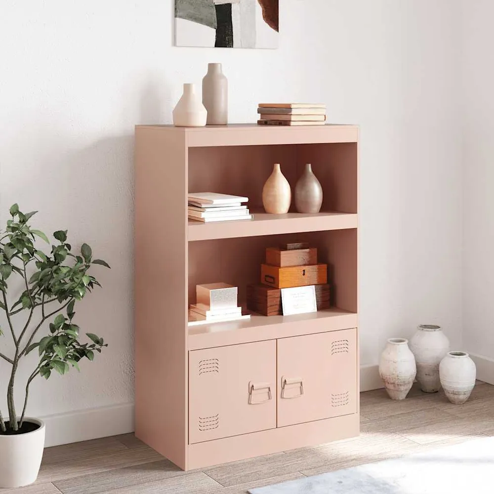 Credenza Rosa 67x39x107 cm Acciaio | Resistente all'Umidità e ai Graffi