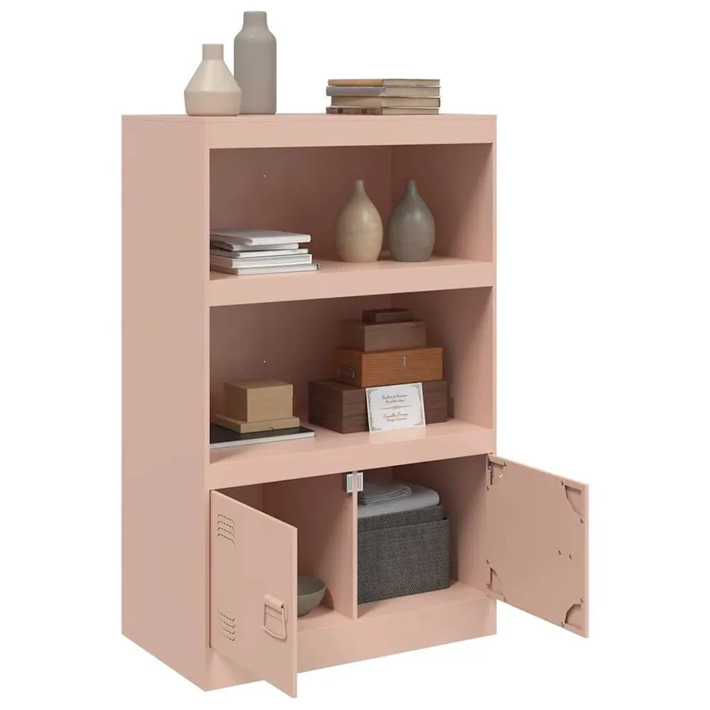 Credenza Rosa 67x39x107 cm Acciaio | Resistente all'Umidità e ai Graffi