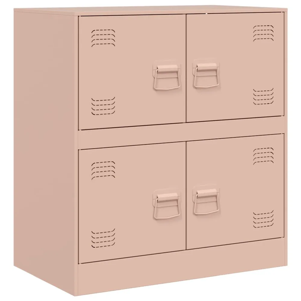 Credenza Rosa 67x39x73 cm Acciaio con Piano Marmo Sintetico