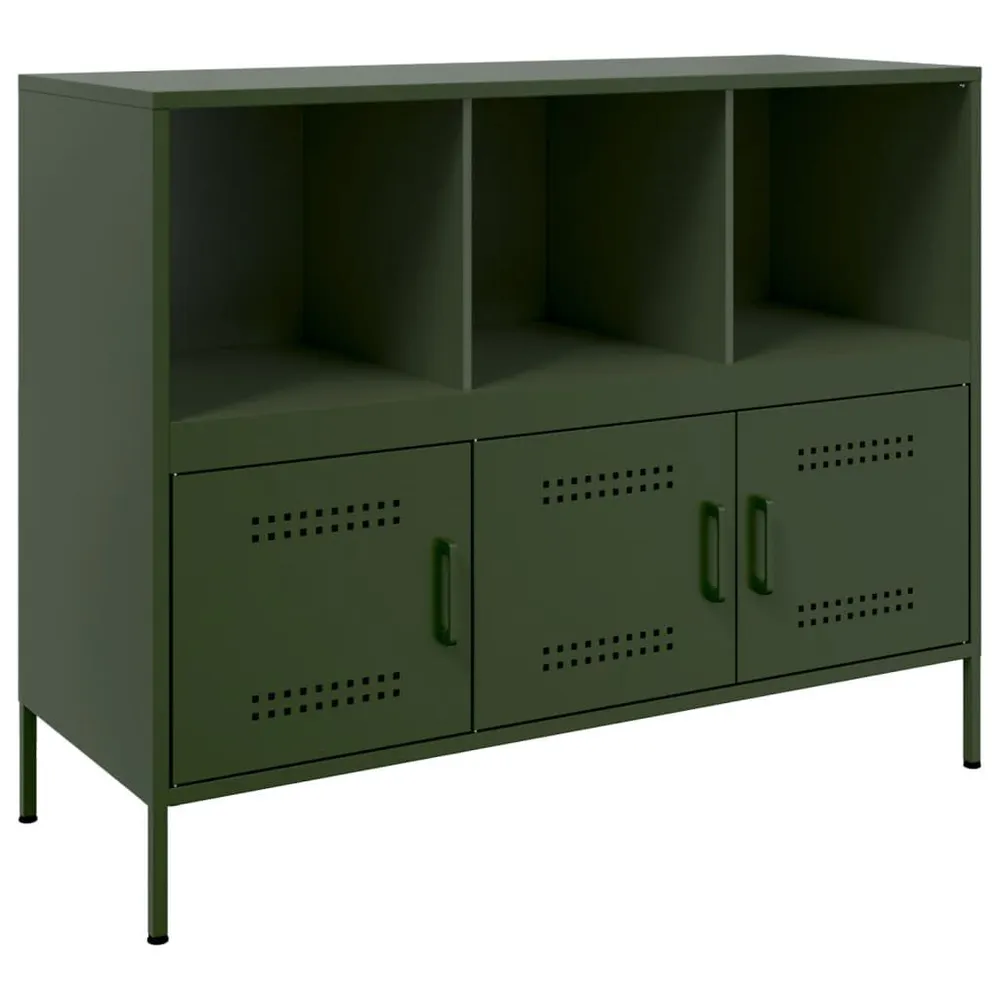 Credenza Verde Oliva 100,5x39x79 cm Acciaio