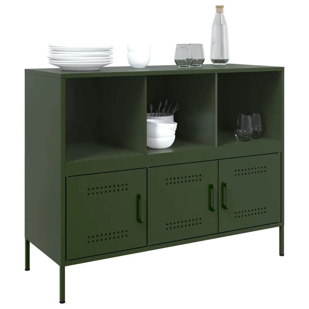 Credenza Verde Oliva 100,5x39x79 cm Acciaio
