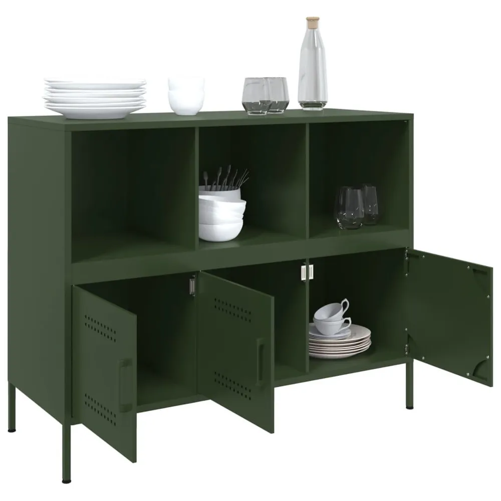 Credenza Verde Oliva 100,5x39x79 cm Acciaio