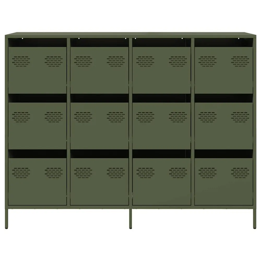 Credenza Verde Oliva 135x39x103,5 cm Acciaio Laminato Rigido