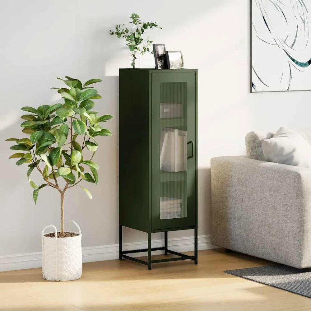 Credenza Verde Oliva 36x39x123 cm Acciaio Laminato Polare