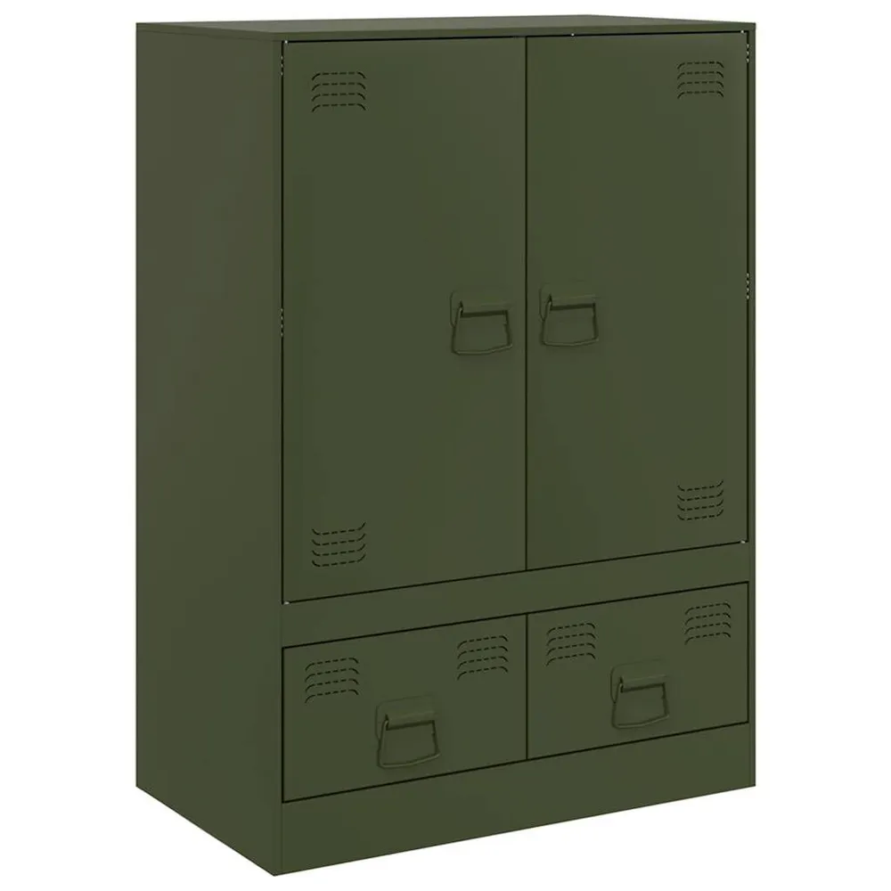 Credenza Verde Oliva 67x39x95 cm Acciaio per 6-8 Persone