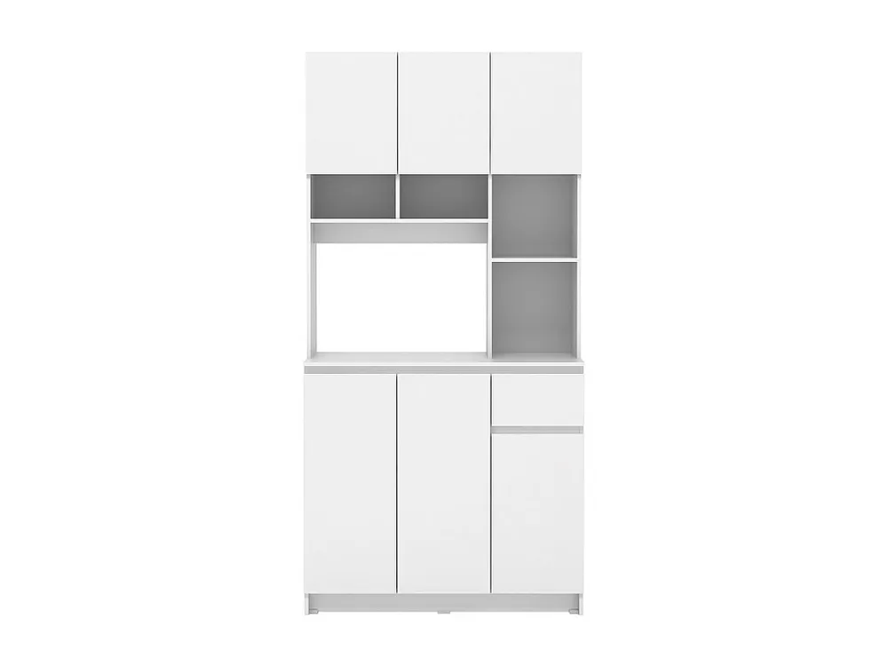 Credenza Vetrina Credenza da cucina con 6 ante, 1 cassetto e 5 nicchie Bianco NIZALI