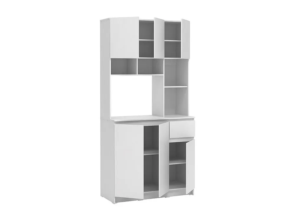 Credenza Vetrina Credenza da cucina con 6 ante, 1 cassetto e 5 nicchie Bianco NIZALI