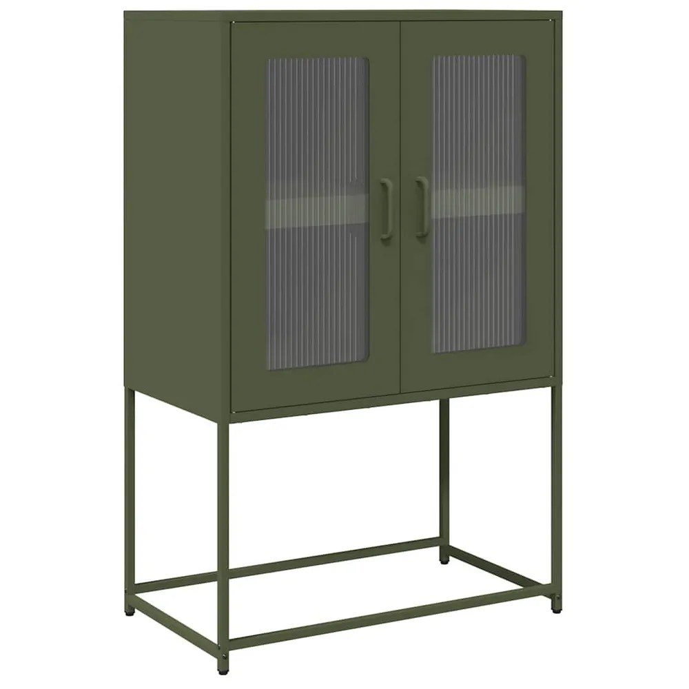 Credenza Vetrina Credenza Verde Oliva 68x39x107 cm Acciaio
