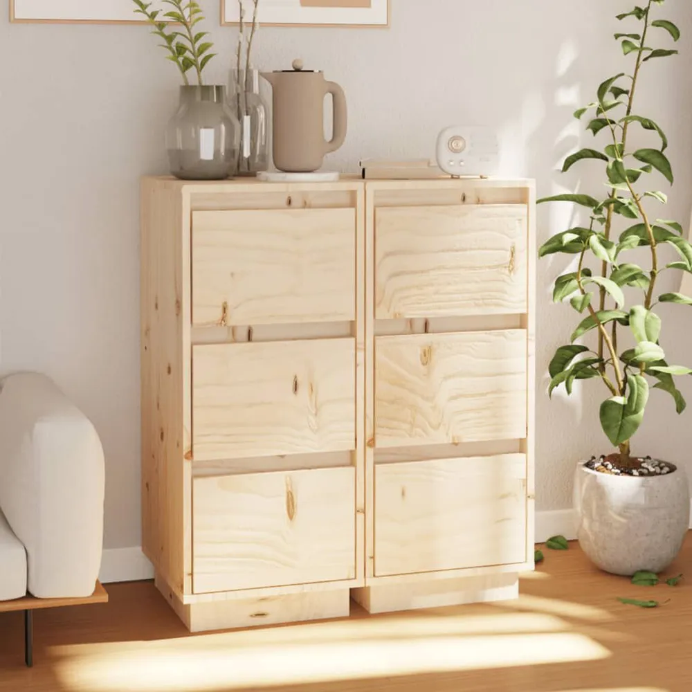 Credenze 2 pz 32x34x75 cm Legno Massello di Pino