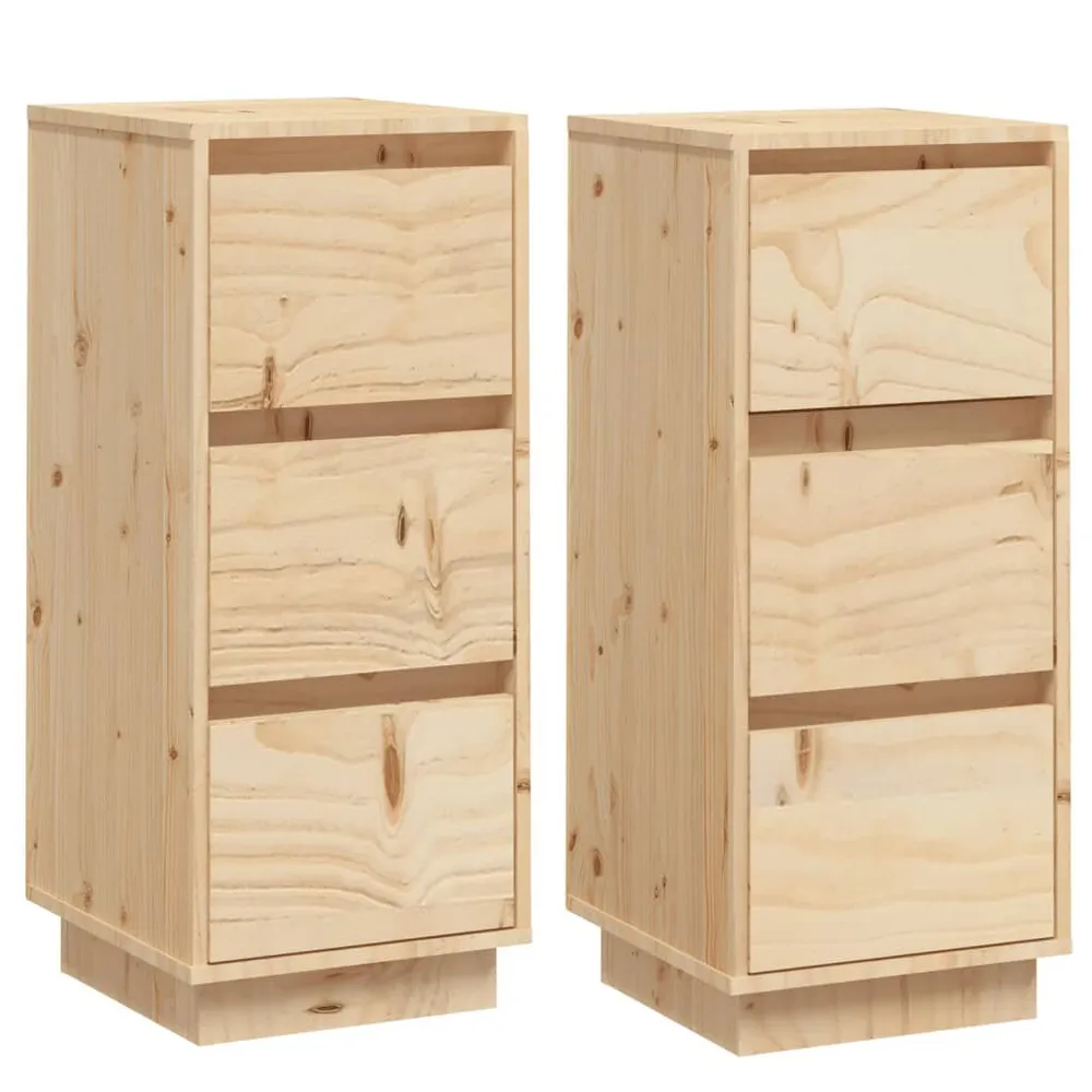 Credenze 2 pz 32x34x75 cm Legno Massello di Pino