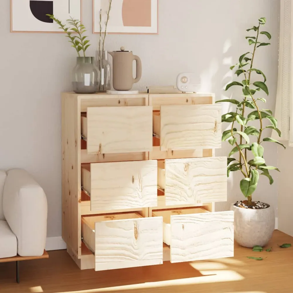 Credenze 2 pz 32x34x75 cm Legno Massello di Pino