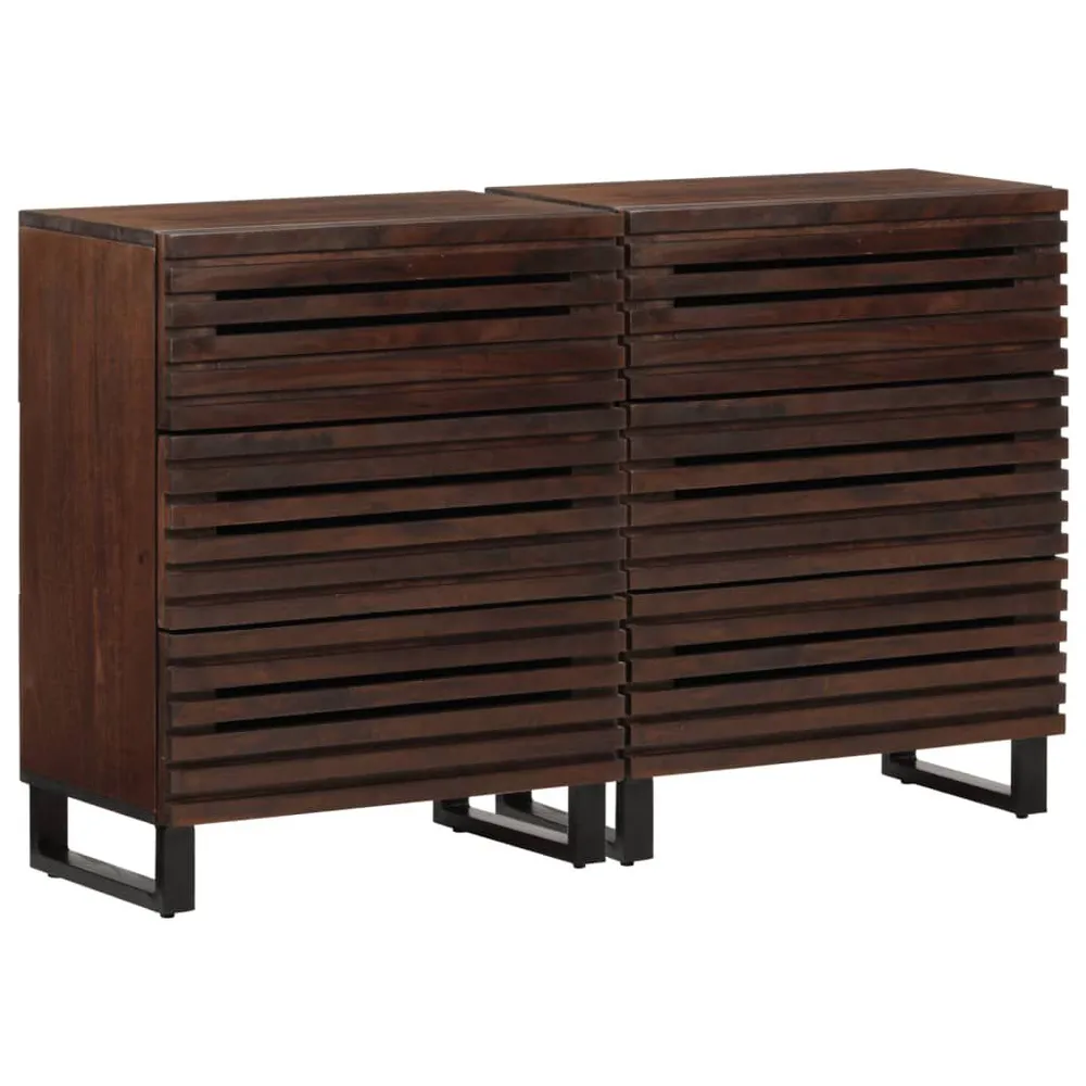 Credenze 2 pz 60x34x75 cm Legno Massello di Mango